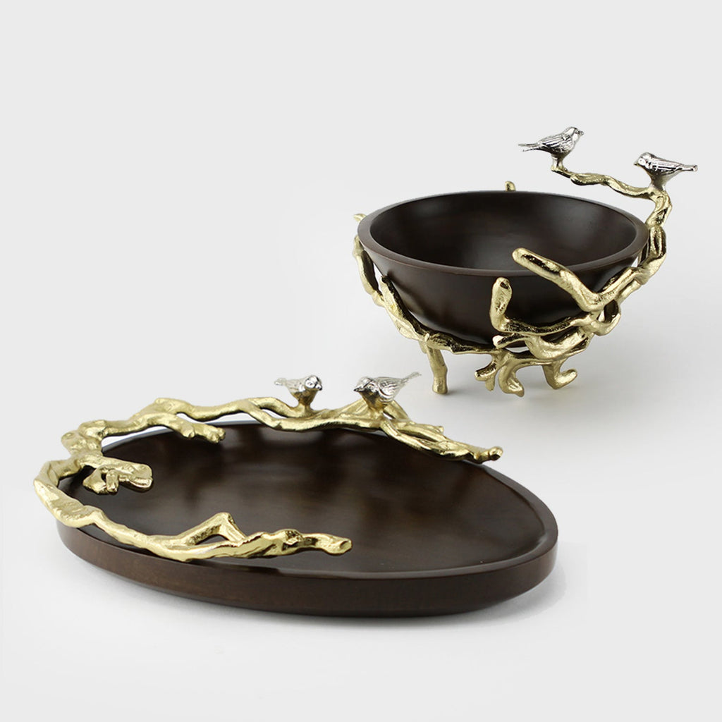 Bol en bois sur support métallique