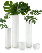Vase cylindrique en verre blanc multicouche