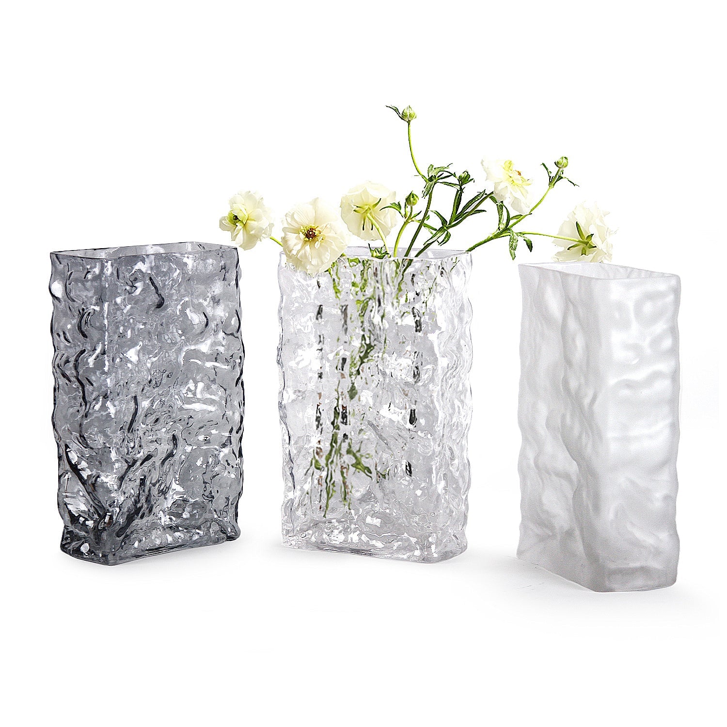 Vase rectangulaire en verre Glacial