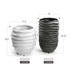 Pot de fleurs en céramique à disque ondulé