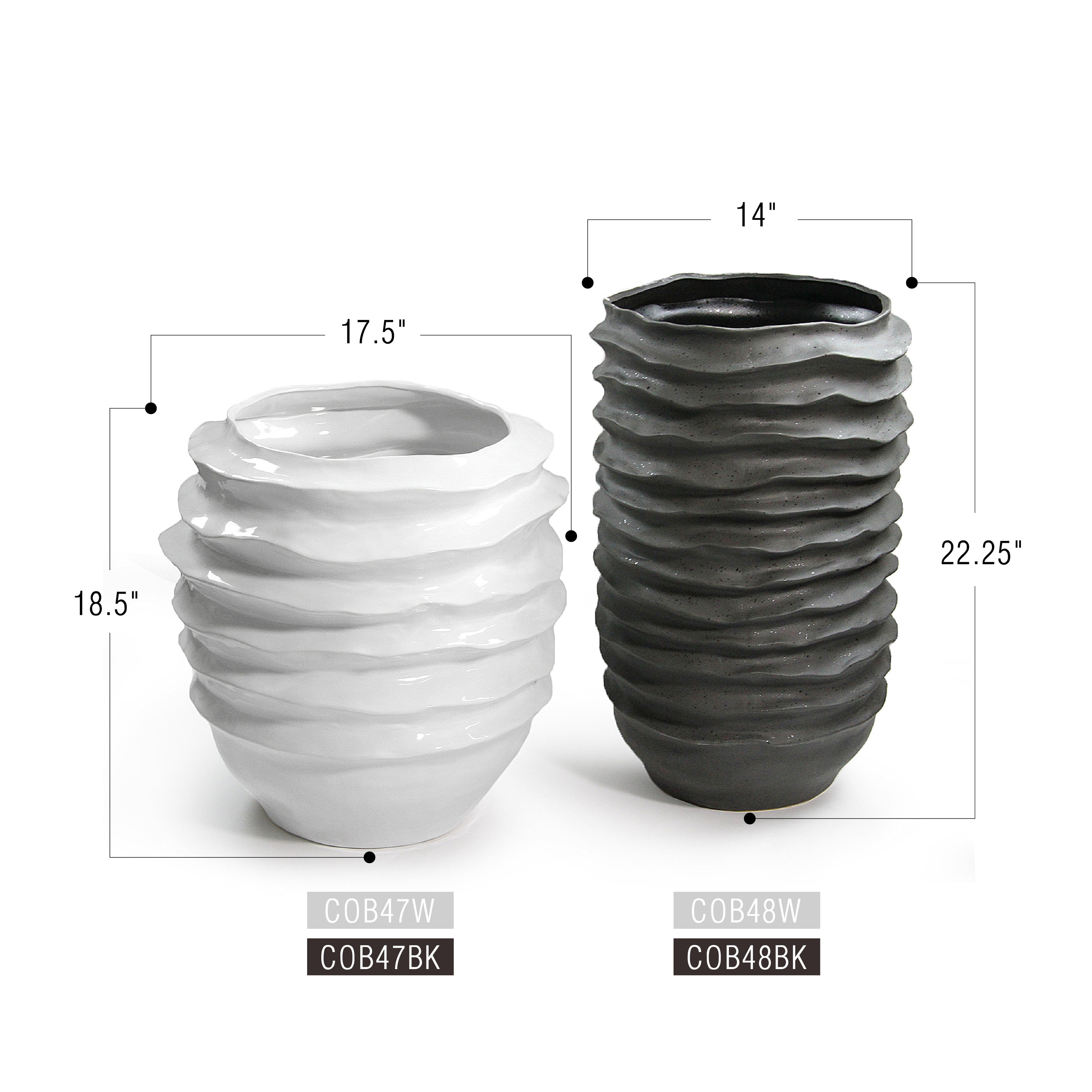 Pot de fleurs en céramique à disque ondulé