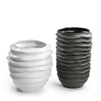 Pot de fleurs en céramique à disque ondulé