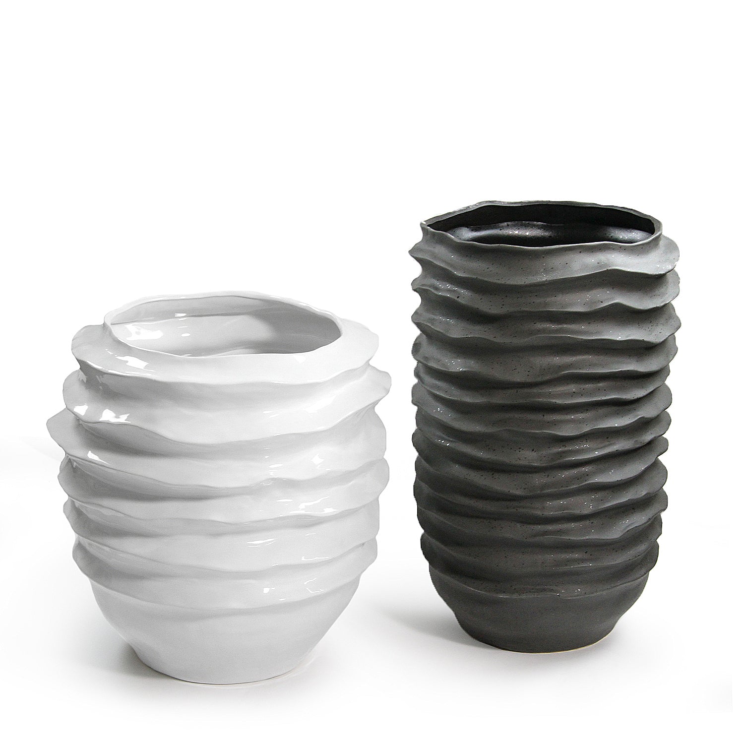 Pot de fleurs en céramique à disque ondulé