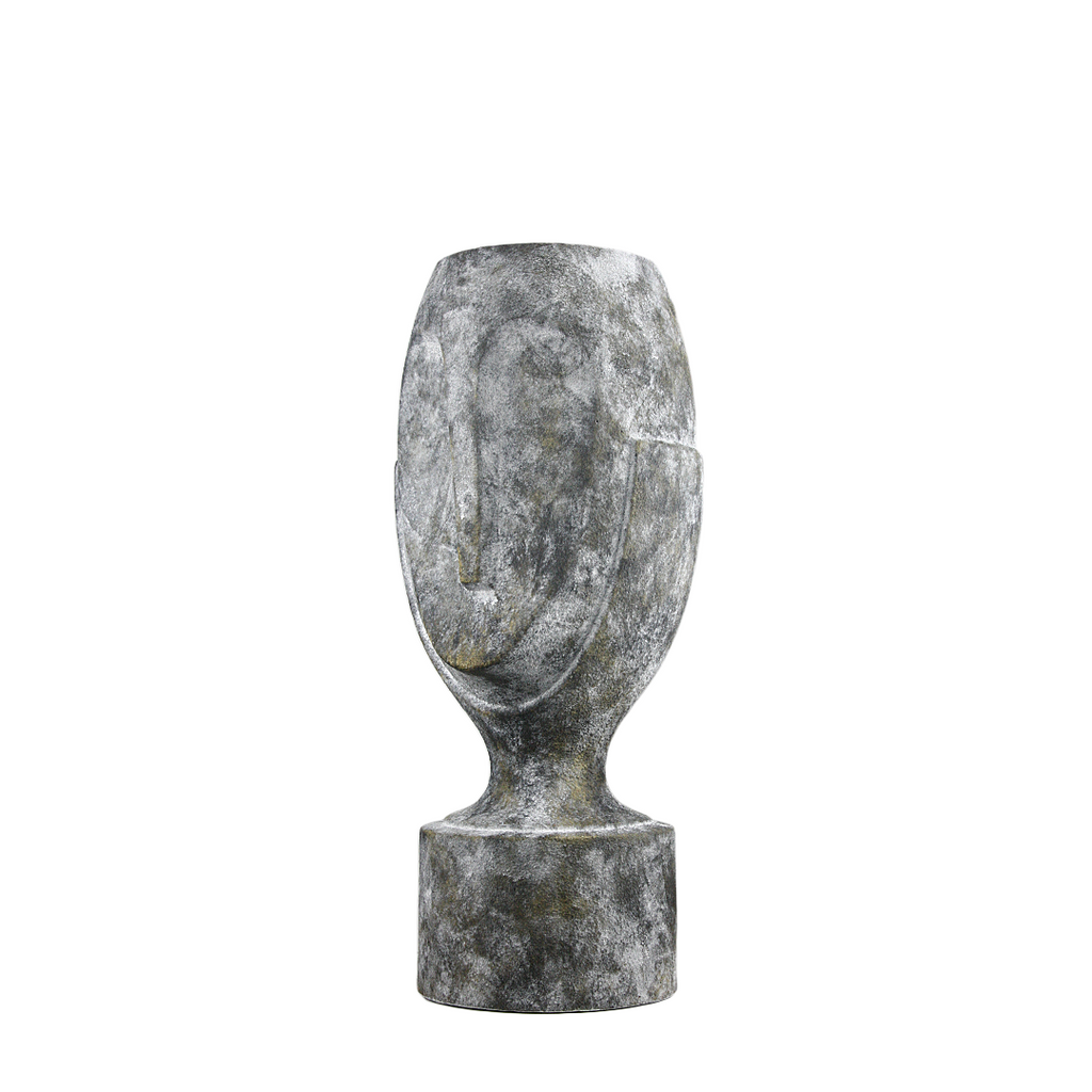 Sculpture/jardinière à visage stoïque