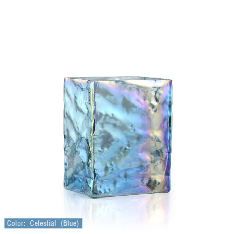 Vase rectangulaire en verre irisé