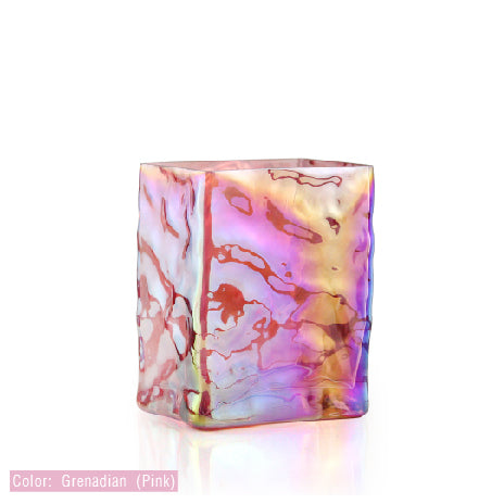 Vase rectangulaire en verre irisé