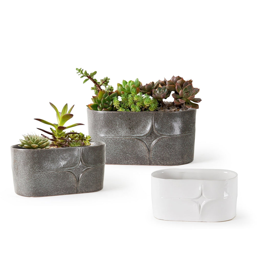 Pot décoratif ovale en céramique