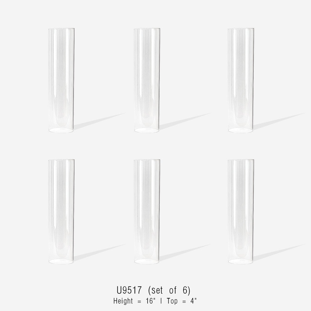 Bougeoirs ouragan en verre en forme de cheminée (lot de 6)