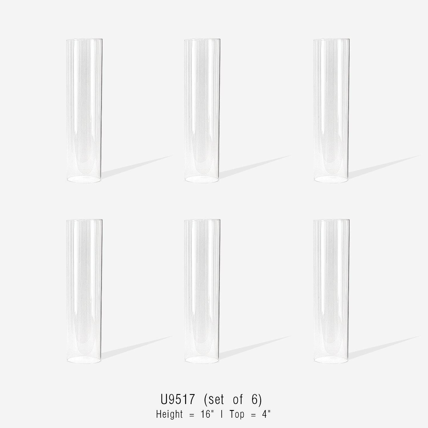 Bougeoirs ouragan en verre en forme de cheminée (lot de 6)