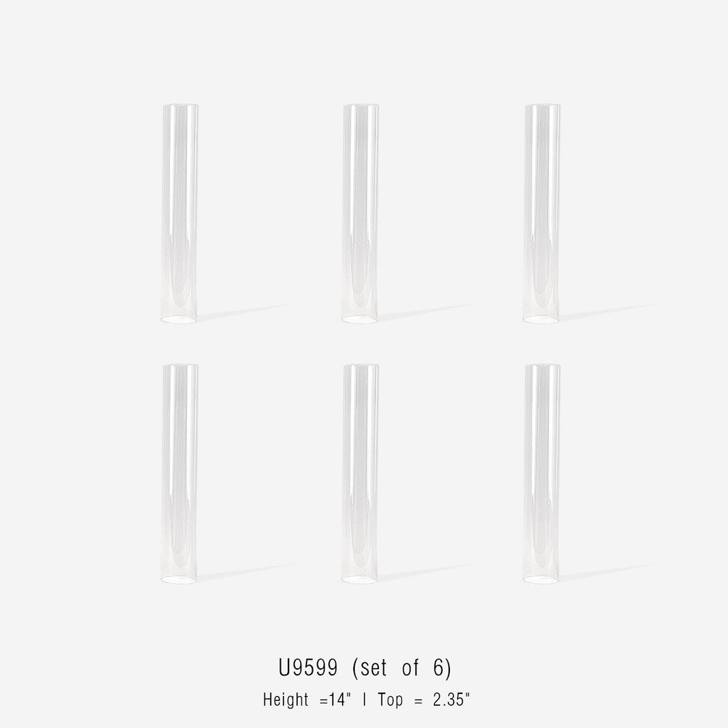 Bougeoirs ouragan en verre en forme de cheminée (lot de 6)